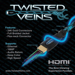 Load image into Gallery viewer, 1 Pack Twisted Veins HDMI Cable - Twisted Veins

